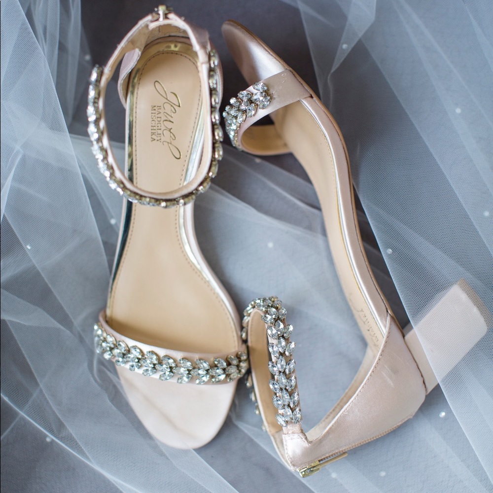 Baddley Mischka Jewel Block Heel Nude Champagne
